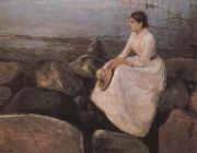 Edvard Munch The girl  at the sea bank oil painting